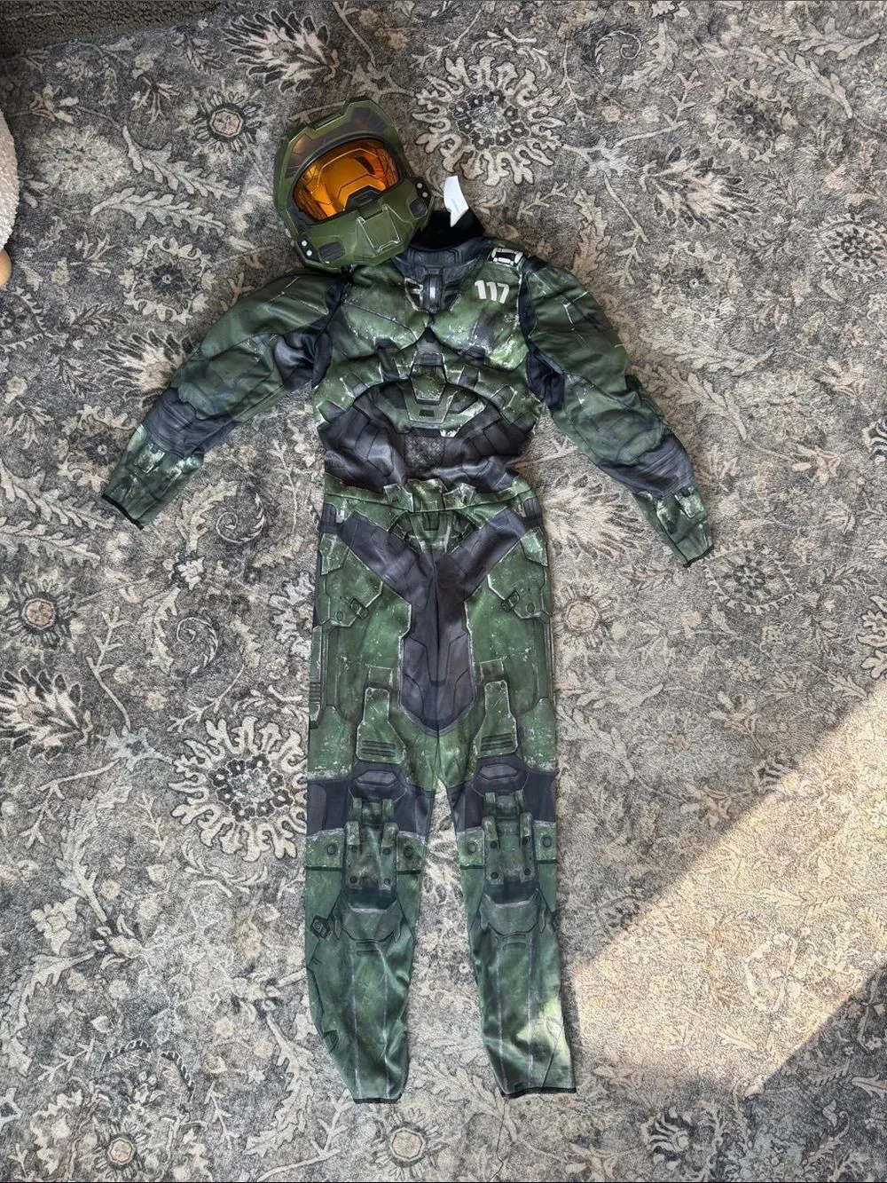 Halo Green and Gold Kids Superhero Costume with Helmet